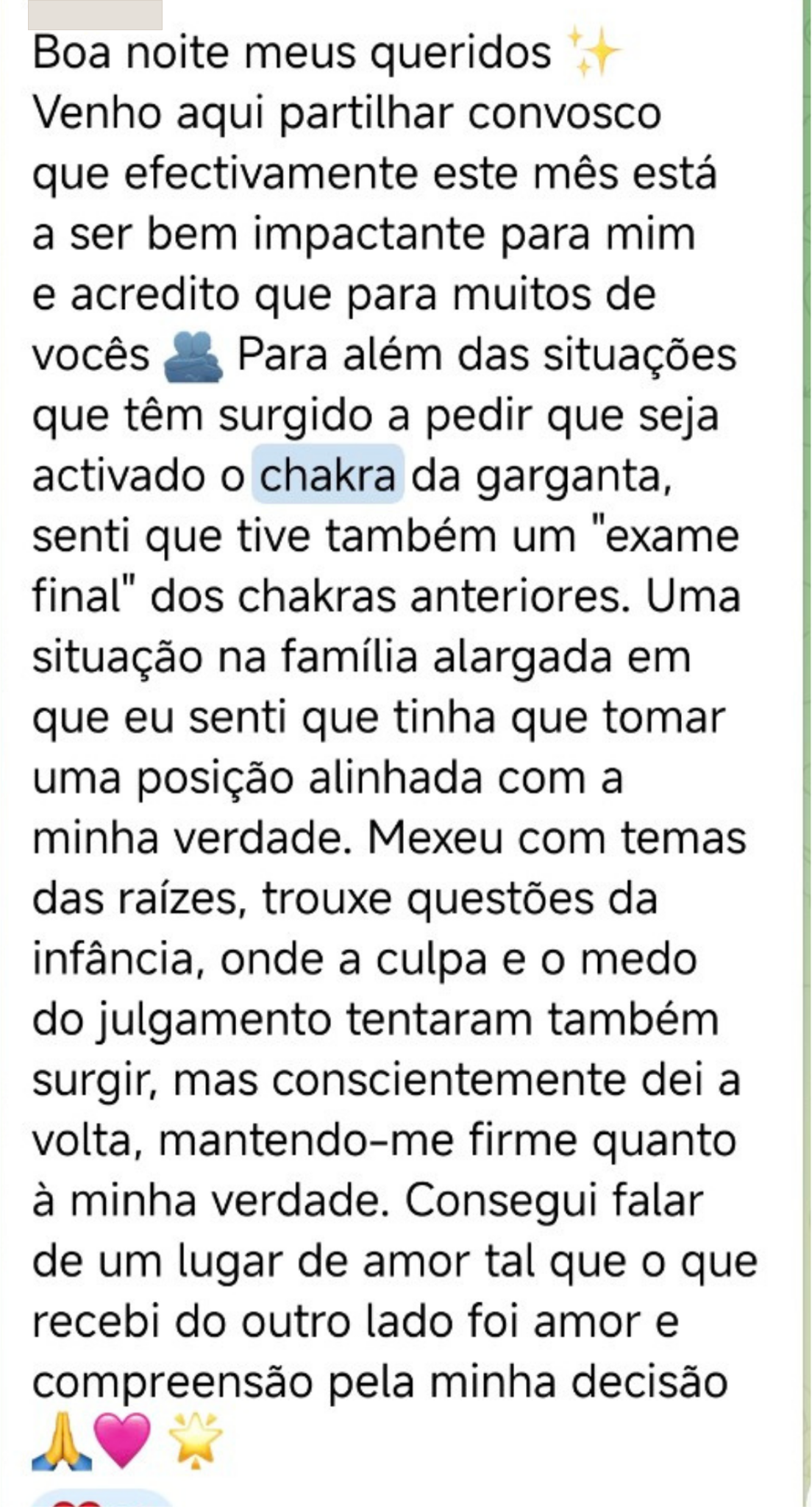 Print original de uma partilha sobre verdade, família e comunicação a partir do amor