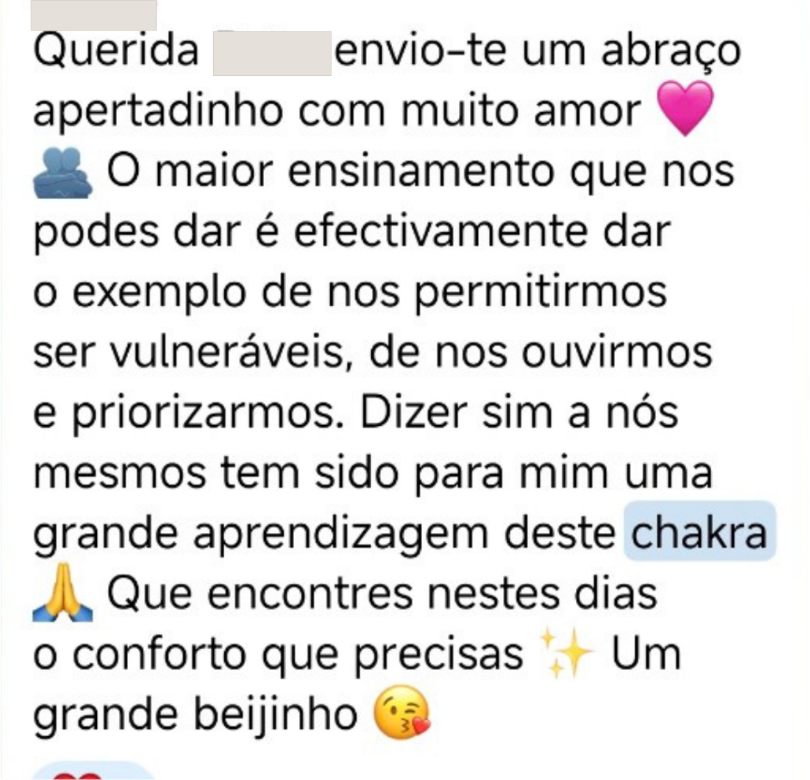 Print original de uma partilha sobre aprendizagem pessoal